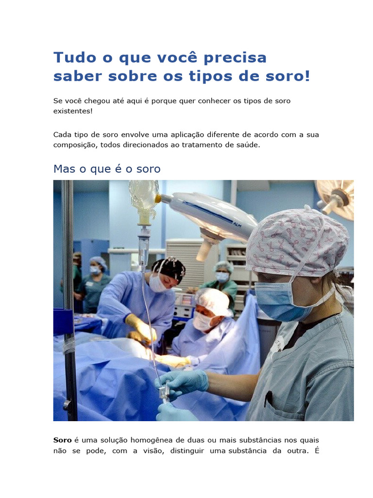 Tipos de Soros | PDF | Osmose | Soro fisiológico