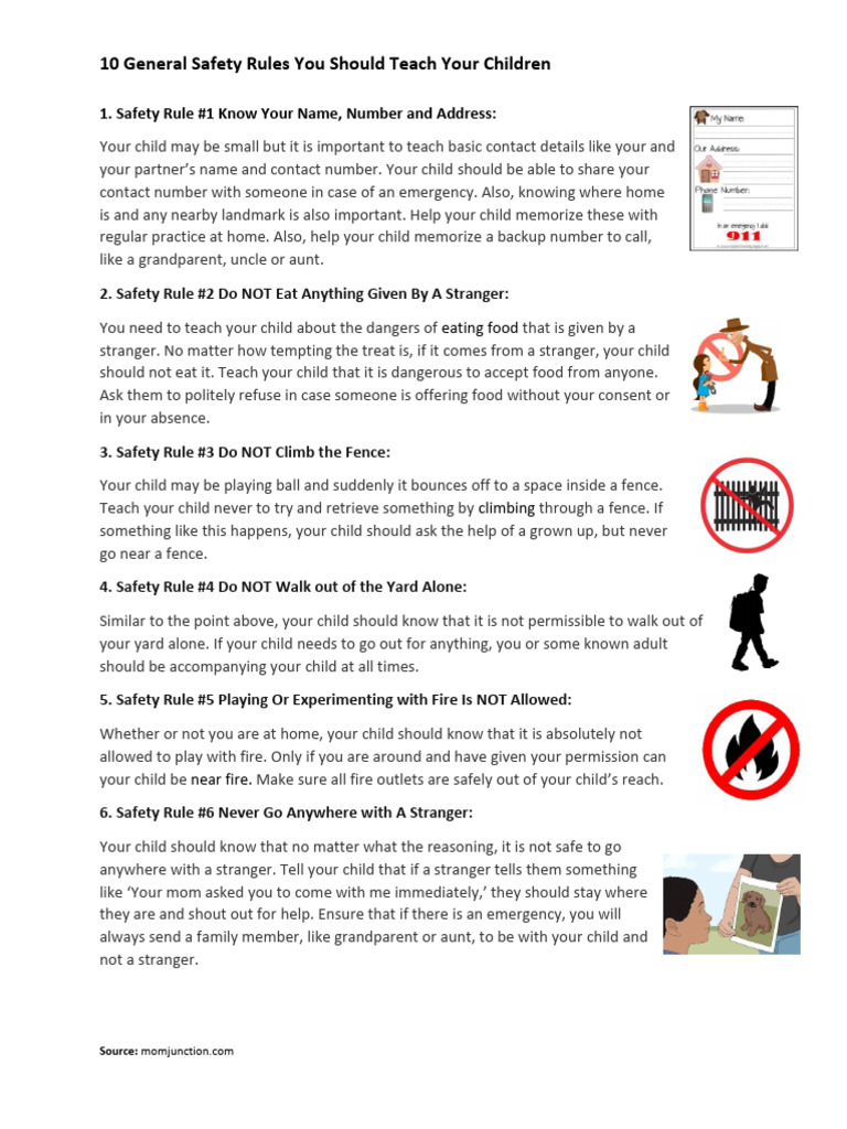 Safety Tips For Children | PDF | Self-Improvement | Wellness