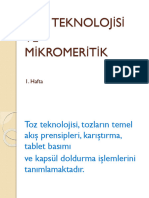 1 Hafta Toz Teknolojisi Mikromeritik