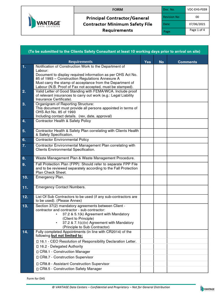 Contractor Safety File Requirements | PDF | Occupational Safety And ...
