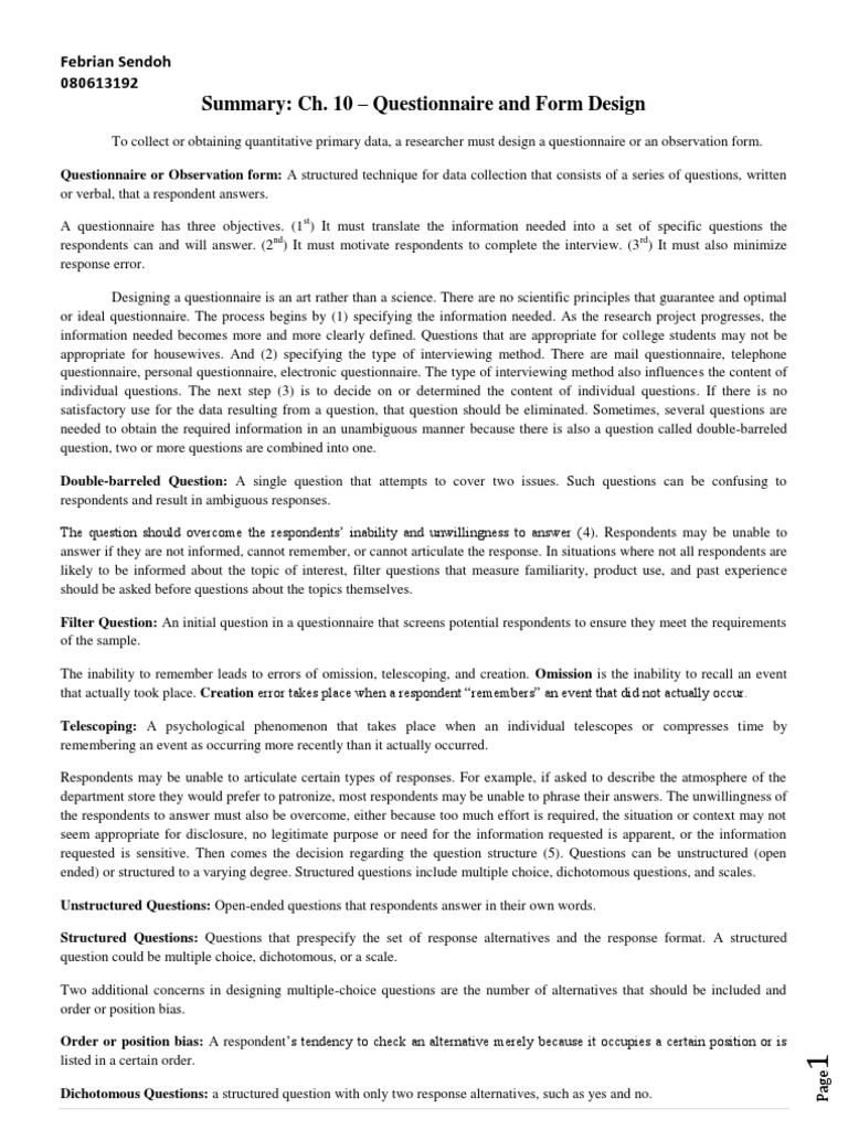Questionnaire Design for Data Collection | PDF | Question | Questionnaire