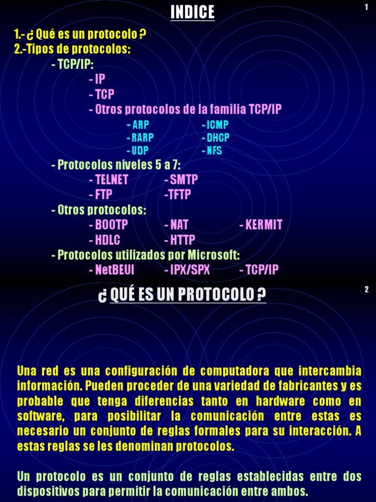 Protocolos de redes y comunicacion Protocolos de Protocolo