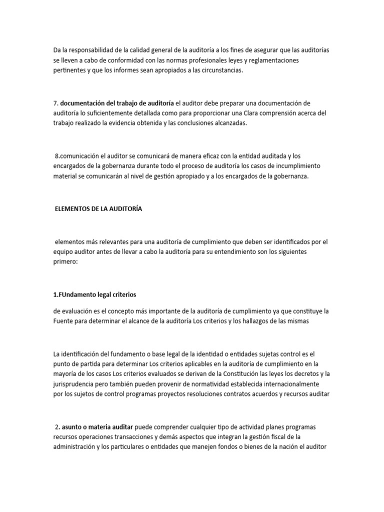 Elementos de La Auditoría | Descargar gratis PDF | Auditoría | Contralor