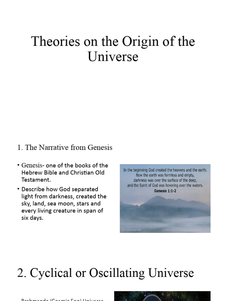 Theories on the origin of the universe pdf