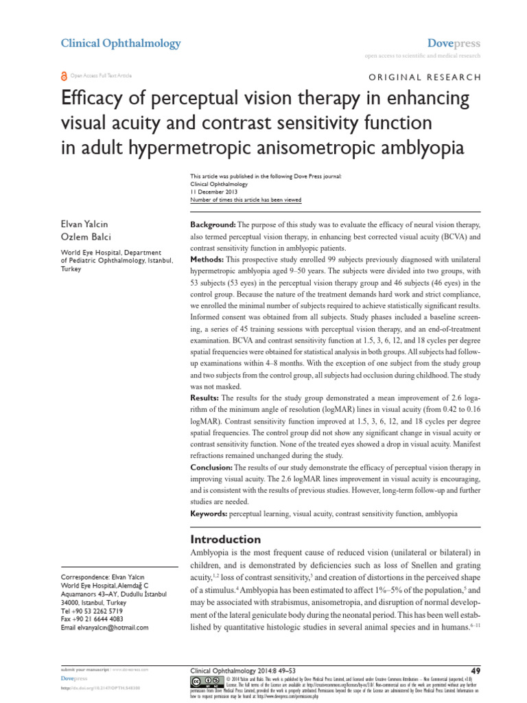 Enhancing Visual Acuity and Contrast Sensitivity Function in Adult ...