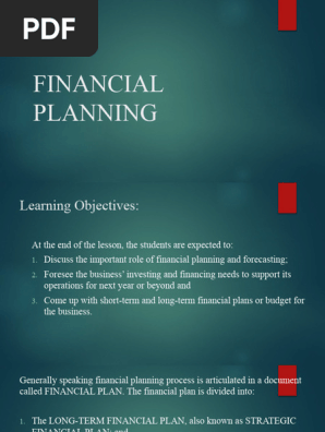 Financial Planning