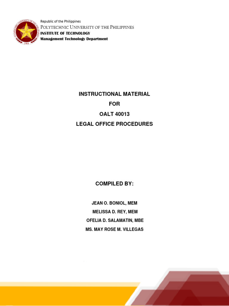 Oalt 40013 Legal Office Procedure | PDF | Affidavit | Will And Testament
