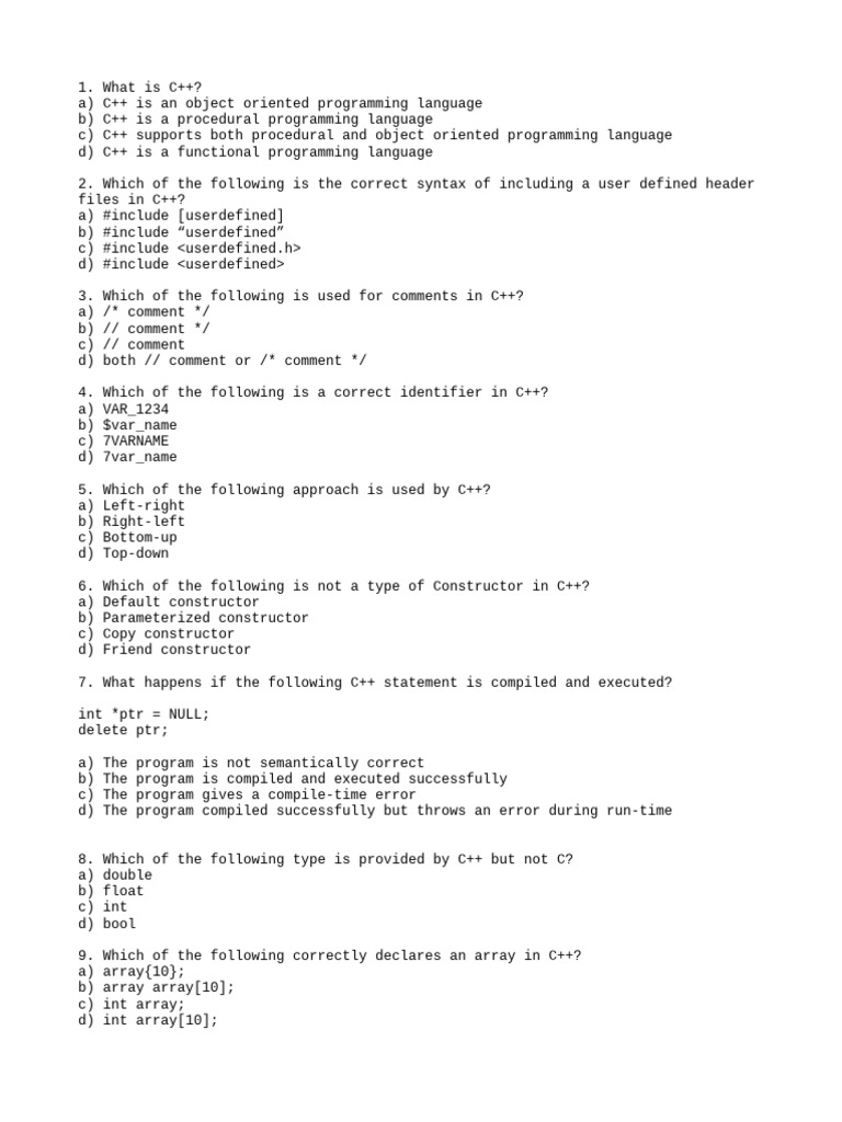C++ OOP MCQ | PDF | C++ | Class (Computer Programming)