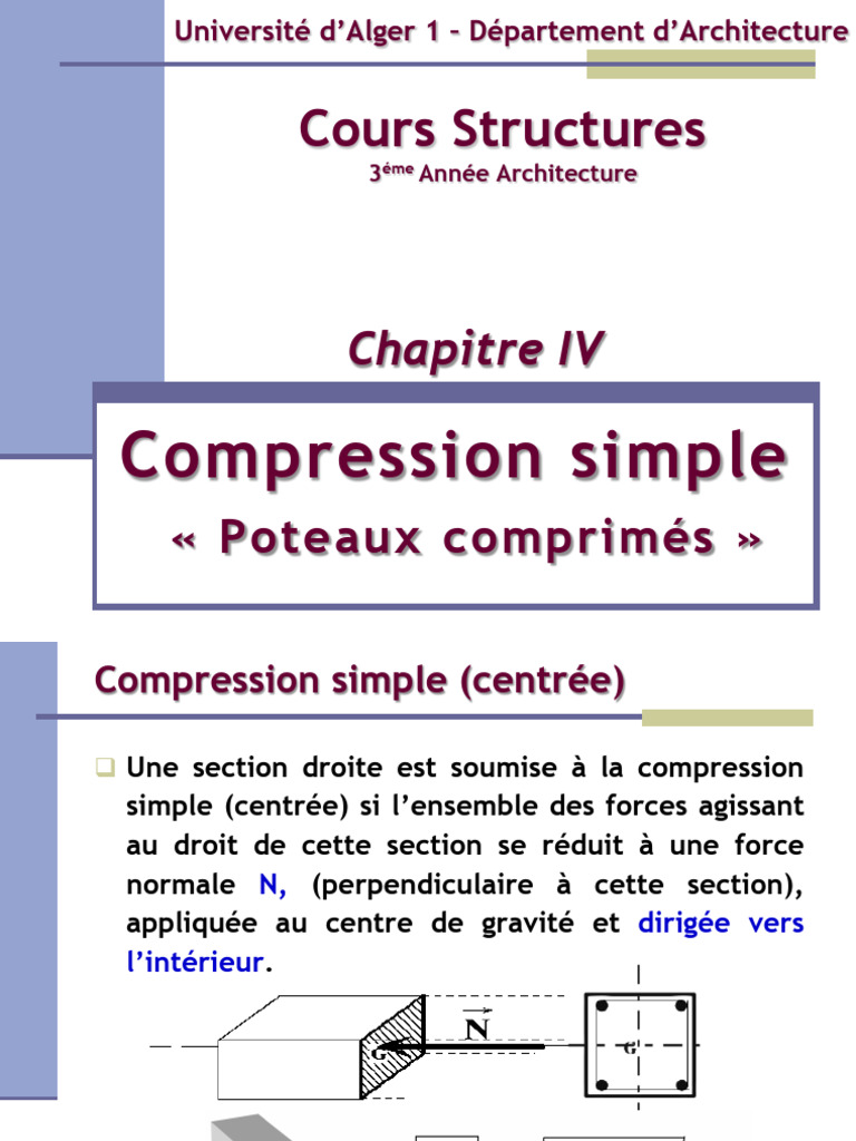 Chapitre IV Compression Simple | PDF | Flambage | Béton armé