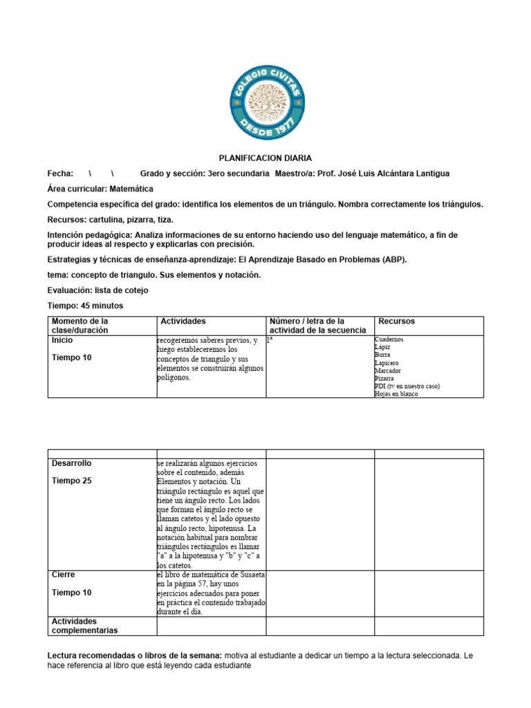 3c.civitas - Plan de Clase Diaria 4to. Secundaria | Descargar gratis ...