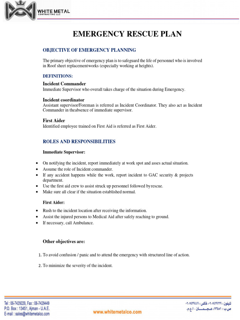 Emergency Rescue Plan PDF First Aid Emergency Emergency Rescue Plan PDF First Aid Emergency