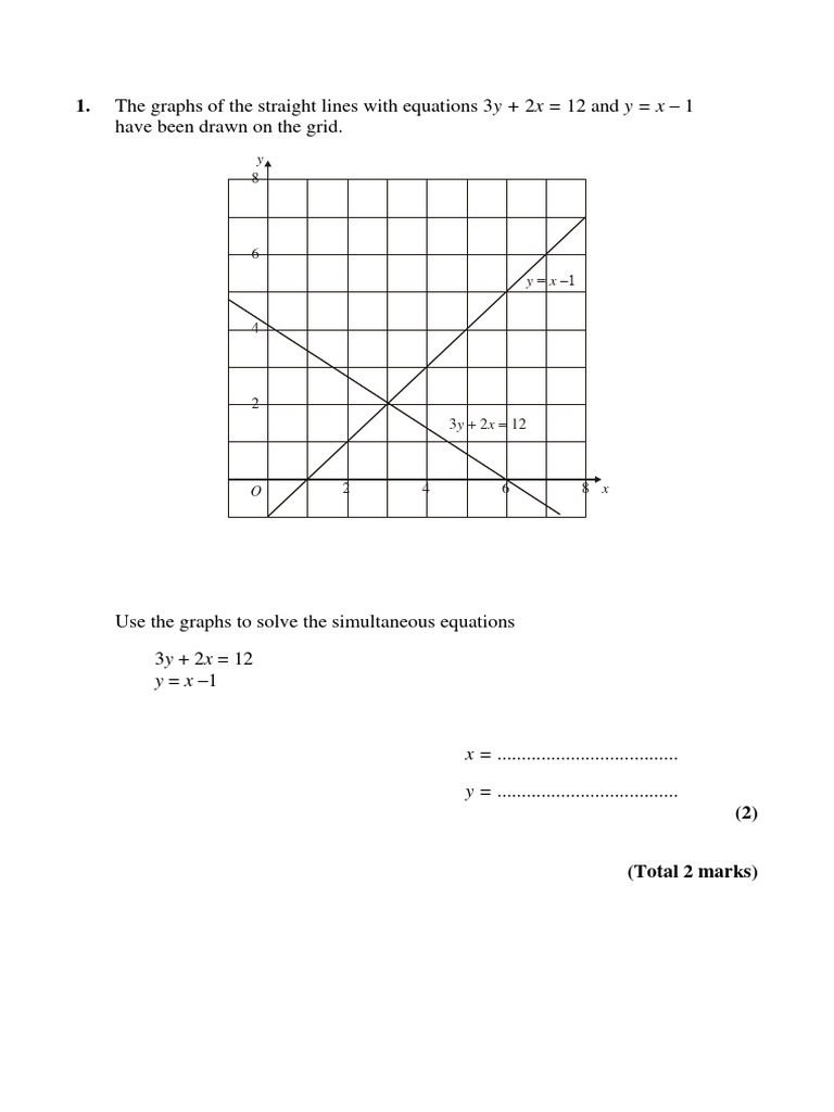 Simultaneous Equations Graphically Pdf Equations Line Geometry