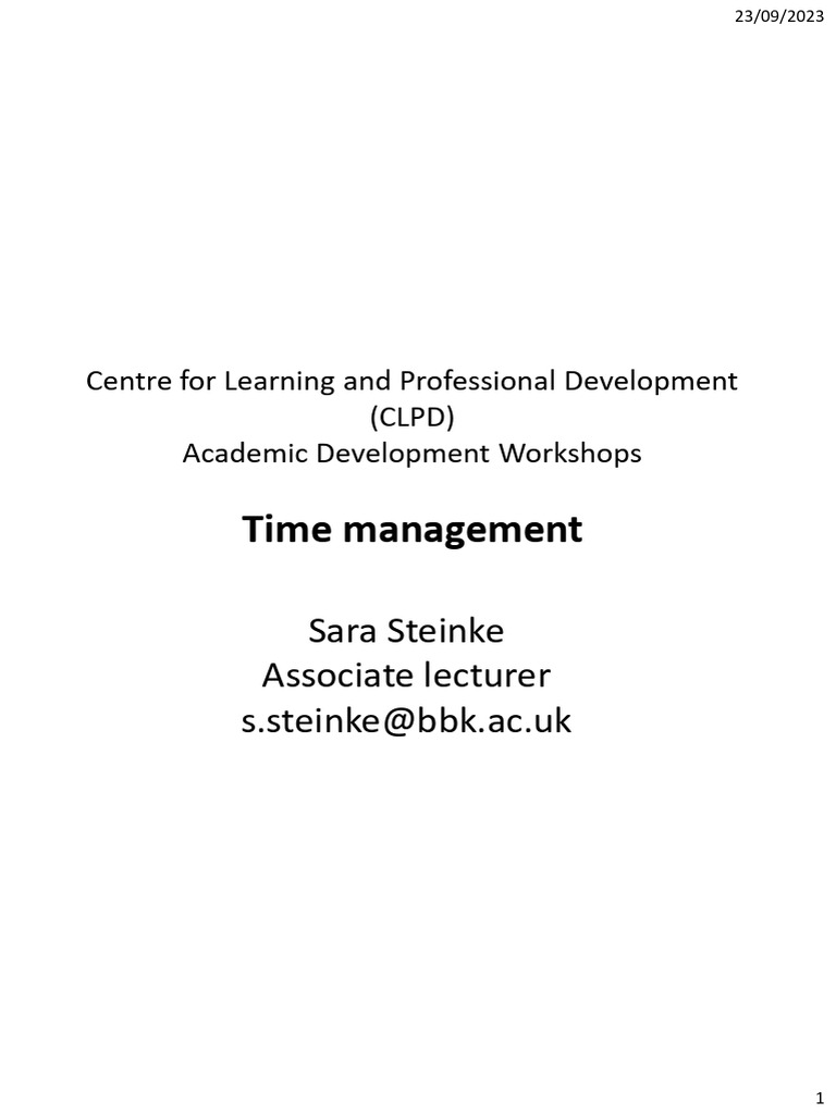 Effective Time Management Workshop | PDF | Professional Skills | Time ...