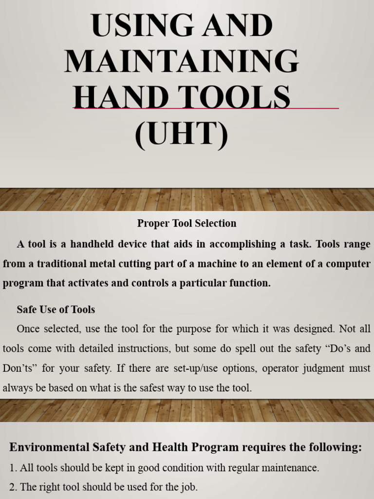 Using and Maintaining Hand Tools (UHT) PDF