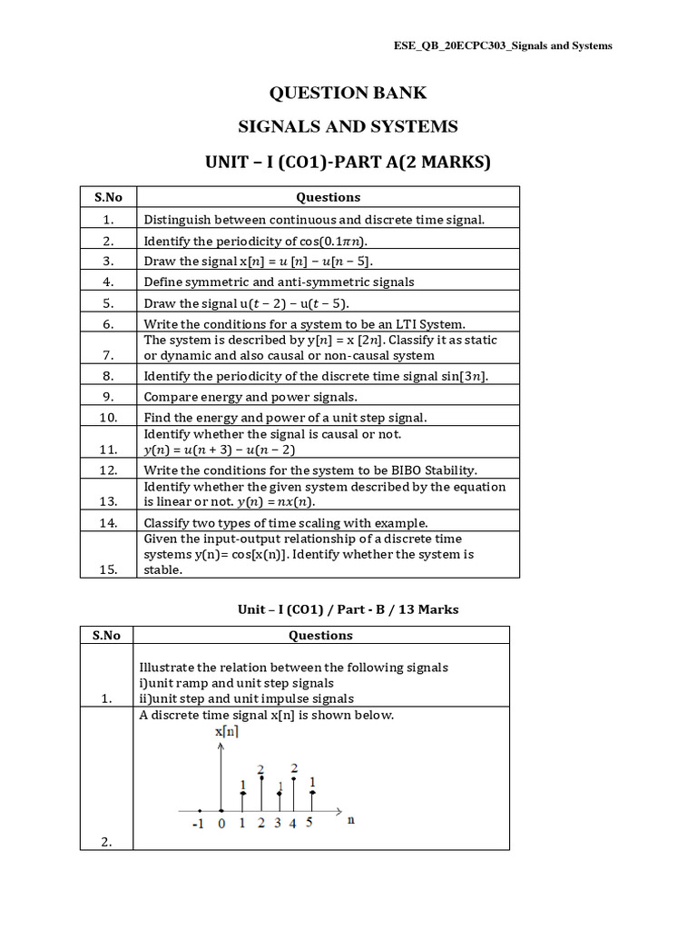Signals and Systems Question Bank | PDF | Laplace Transform | Convolution