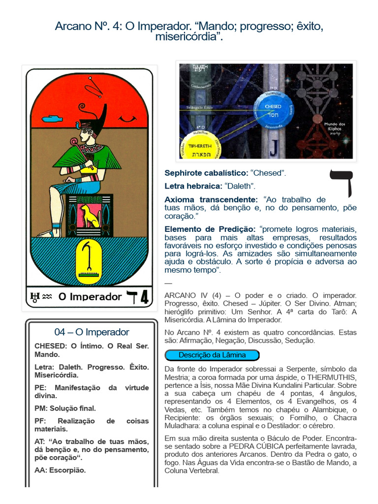 Significado do Arcano IV: O Imperador | PDF | Amor | Cabala