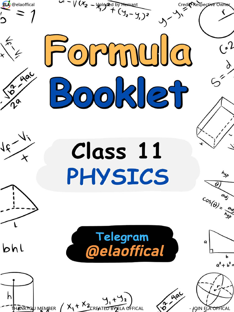 Complete 11 Physics Formula Booklet @elaoffical | PDF | Cyberspace ...