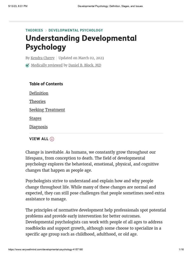Developmental Psychology_ Definition, Stages, And Issues PDF