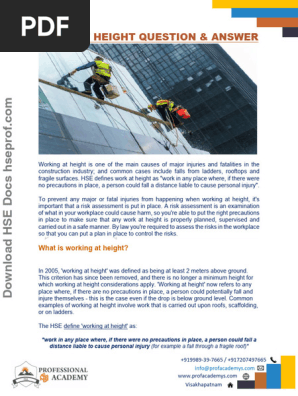 Work at Height Safety Question & Answers