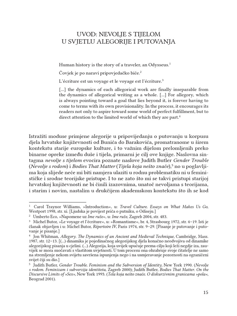 Gromača Uvod Nevolje S Tijelom U Svjetlu Alegorije I Putovanja | PDF