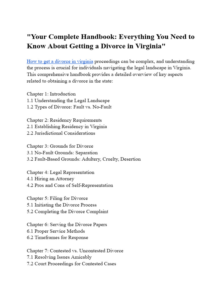 Divorce Guide for Virginia Residents | PDF