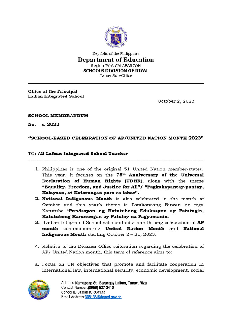 AP Month Celebration at Laiban School | PDF | Human Rights