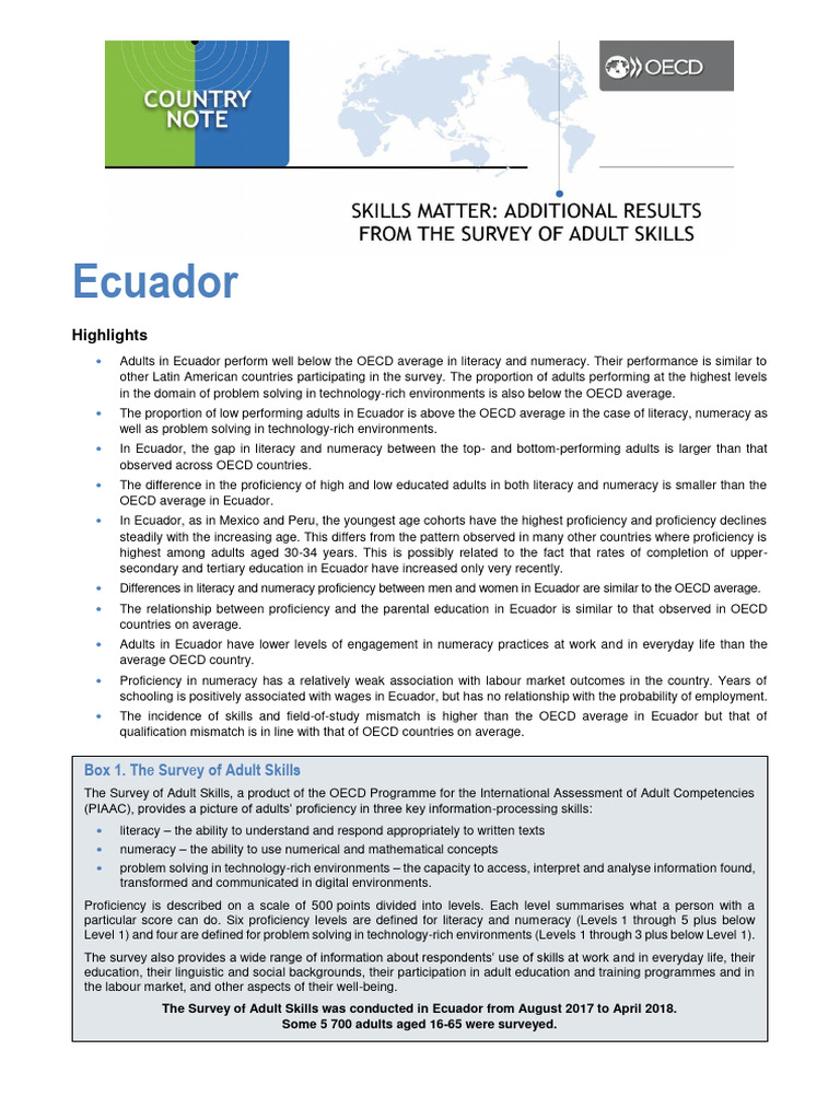 PIAAC Country Note Ecuador | PDF | Literacy