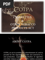 cigarettes and other tobacco products act cotpa When NO Means NO  Makes It Clear. Under the (COTPA), smoking in prohibited areas isn't just discouragedit's against the law. Public places, educational institutions Two new anti-Tobacco health spots