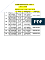 Cronograma Dirección Capilla - Predica IV Bimestre