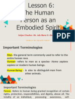 Esson 6 The Human Person As An Embodied Spirit Hand Outs