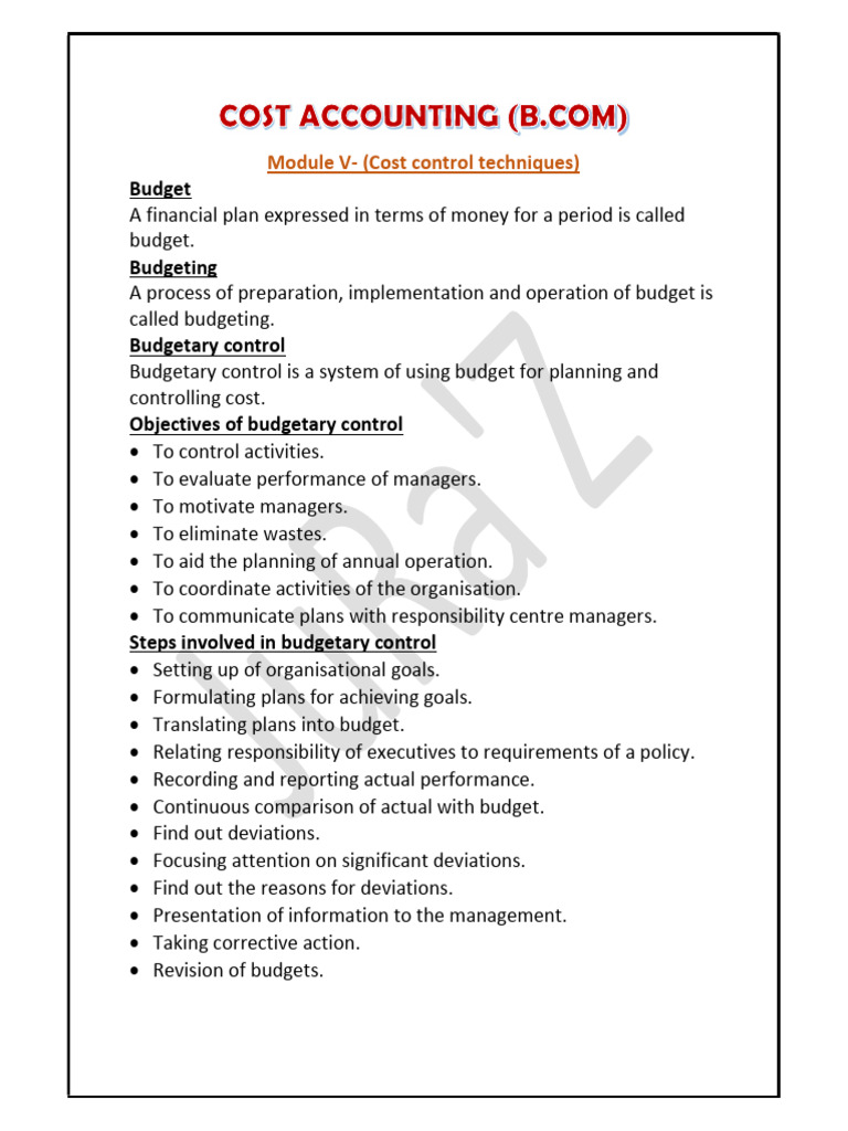 Cost Accounting - Bcom - Module V | PDF | Cost Accounting | Cost