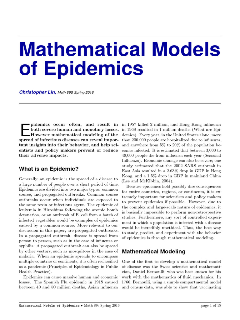 Mathematical Models of Epidemics Explained | PDF | Epidemics | Medical ...