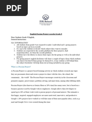 Instructions for Eng passion project