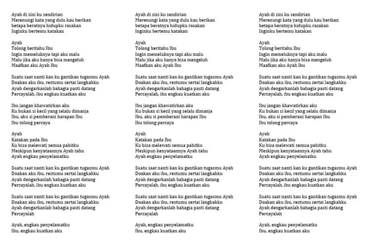 Lirik Lagu Ayah Ibu | PDF