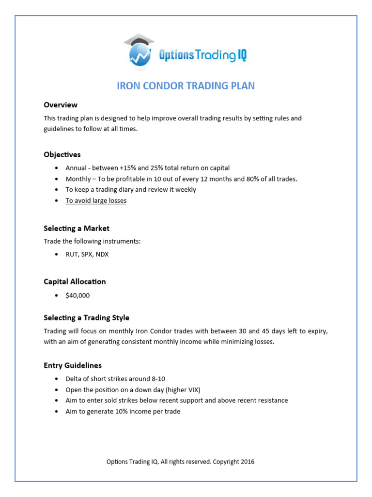 Iron Condor Trading Plan | PDF