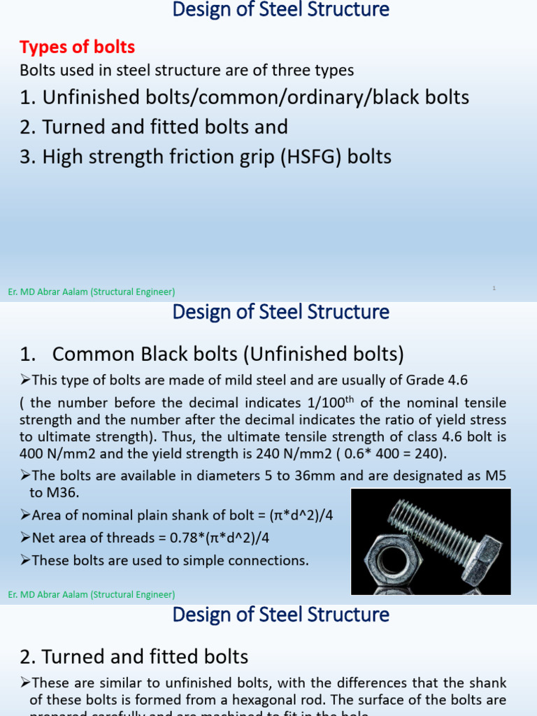 Lecture 4 Load Transfer and Failure Mechanism of Bolt Connections | PDF ...