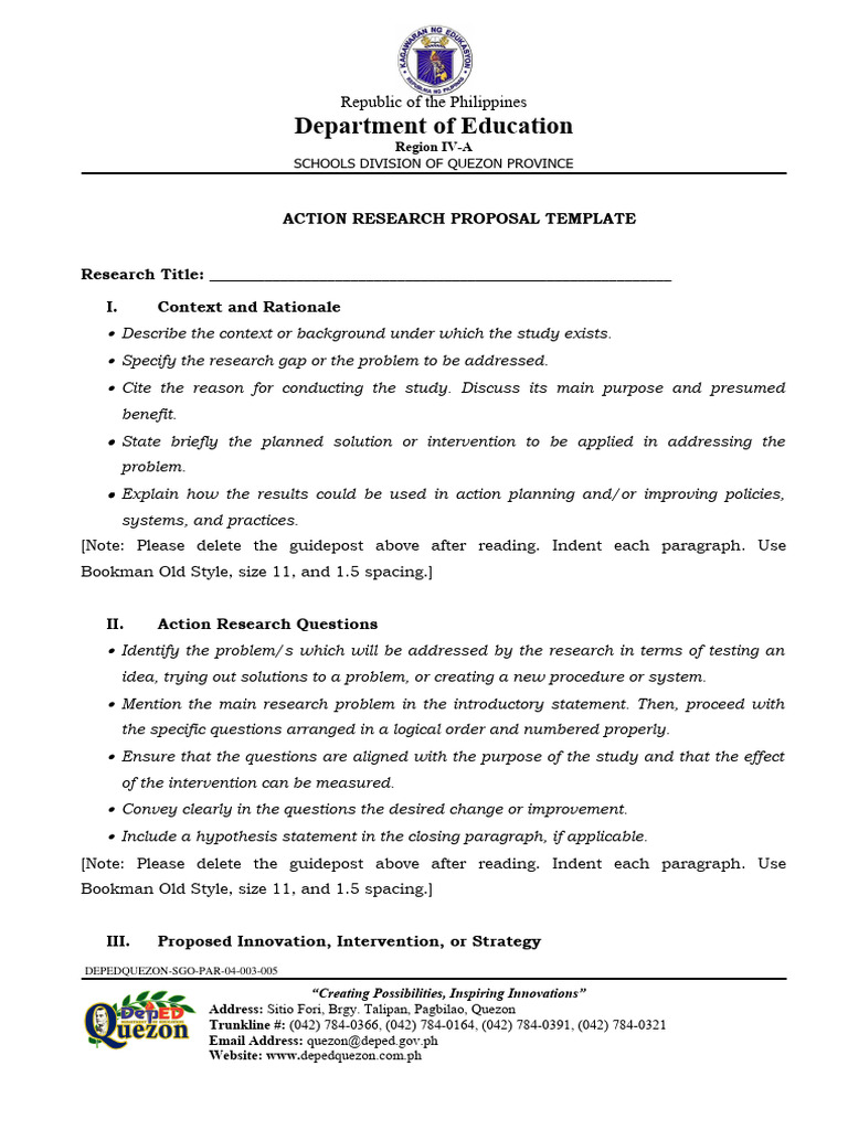 3 Action Research Proposal Template 2023 Download Free PDF