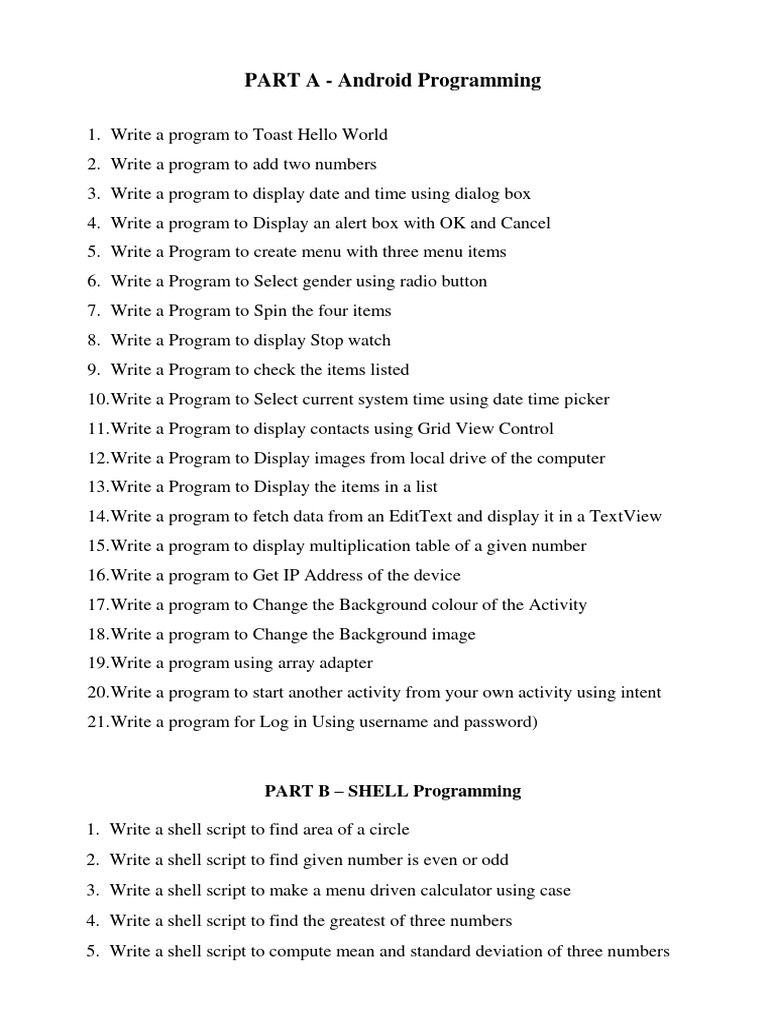 Android and Shell Programming Exercises | PDF | Command Line Interface ...