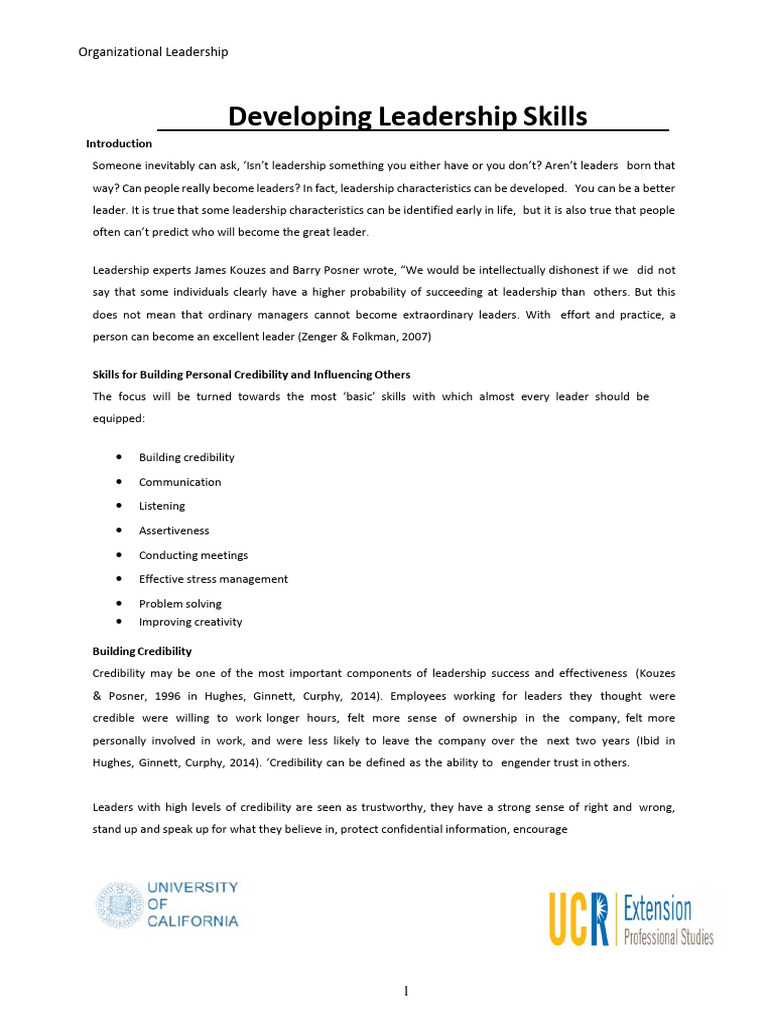 Leadership Skills Development Guide | PDF | Nonverbal Communication ...