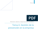 Tema 4. Gestión de La Prevención en La Empresa: Bienestar Laboral y Organizaciones Saludables