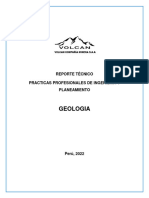Geologia: Reporte Técnico Practicas Profesionales de Ingenieria Y Planeamiento