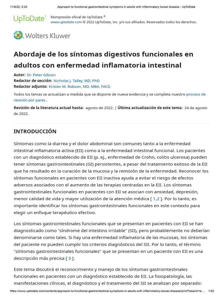 Approach To Functional Gastrointestinal Symptoms in Adults With Inflammatory Bowel Disease