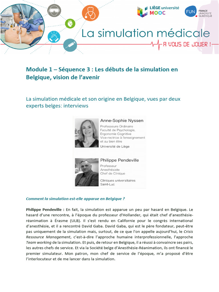 Évolution de la simulation médicale en Belgique | PDF | Simulation ...