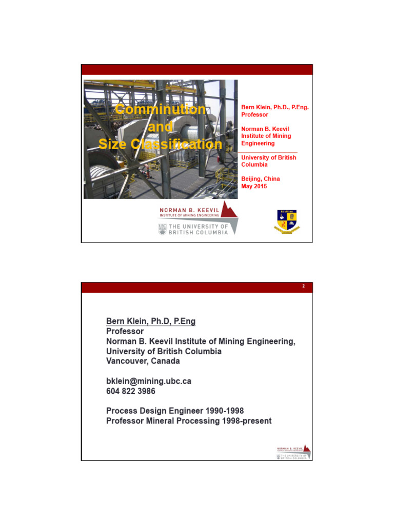 Comminution Course 2016 Compress Pdf Mill Grinding Minerals