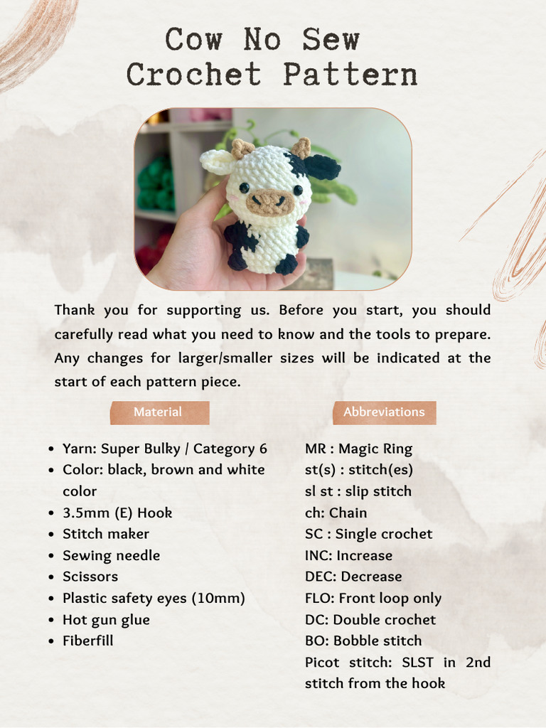 Cow No Sew 1 | PDF | Crochet | Folk Art