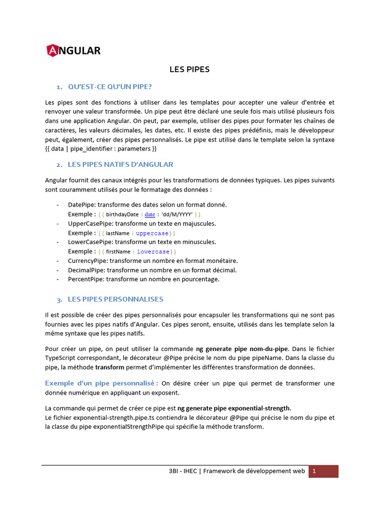 Utilisation des Pipes dans Angular | PDF | Programmation web | Html