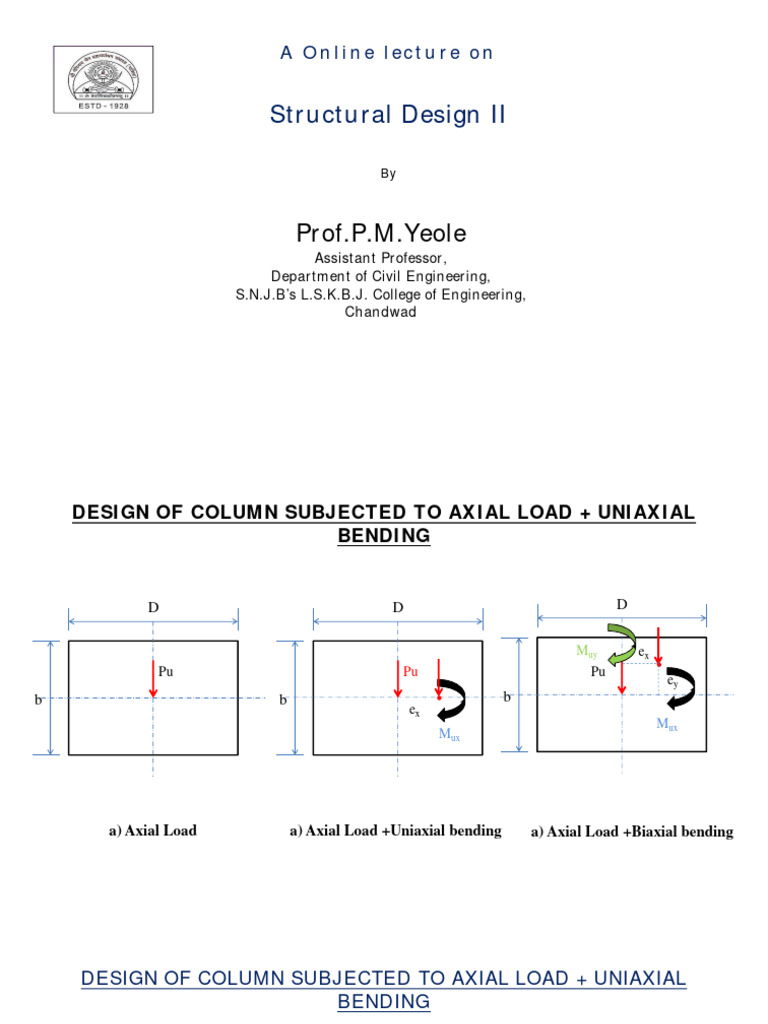 Column Design: Axial Load & Uniaxial Bending | PDF | Bending | Building ...