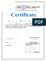 Minor Project Certificate