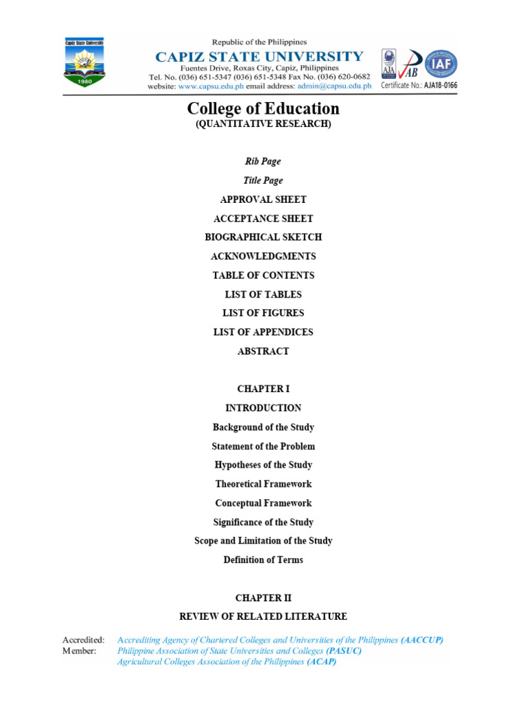 Quantitative Research Format COED Research | PDF | Sampling (Statistics ...