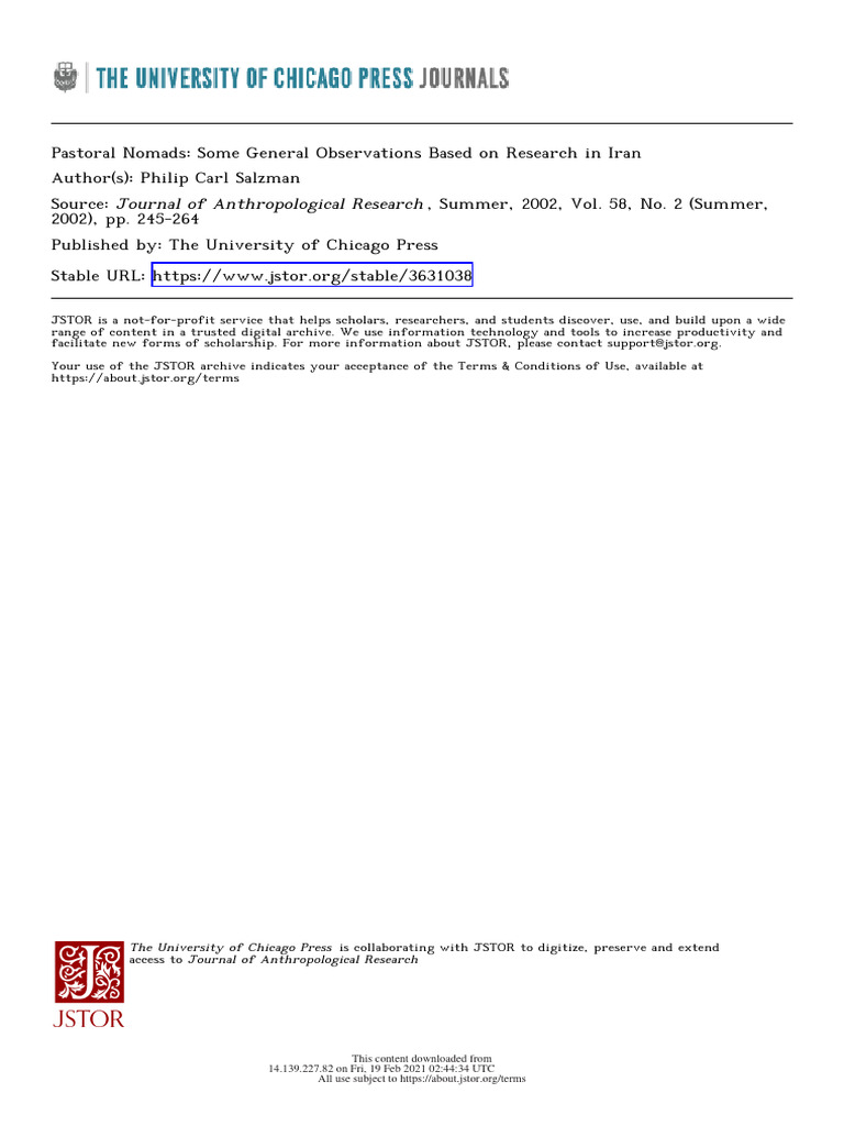 Pastoral Nomads in Iran | PDF | Pastoralism | Nomad